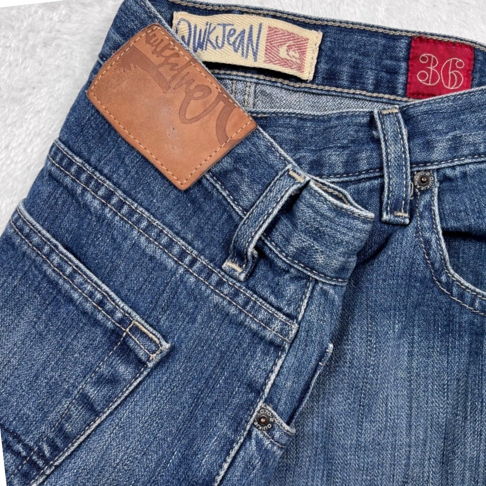 VTG Y2K 90s Quiksilver Quik Jean Men 36x32 Blue Straight Faded Baggy Surf Skate